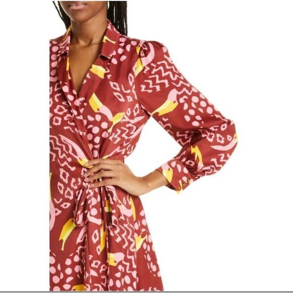 Farm Rio Toucanissimo Long Sleeve Wrap Dress-NWT - Picture 3 of 11